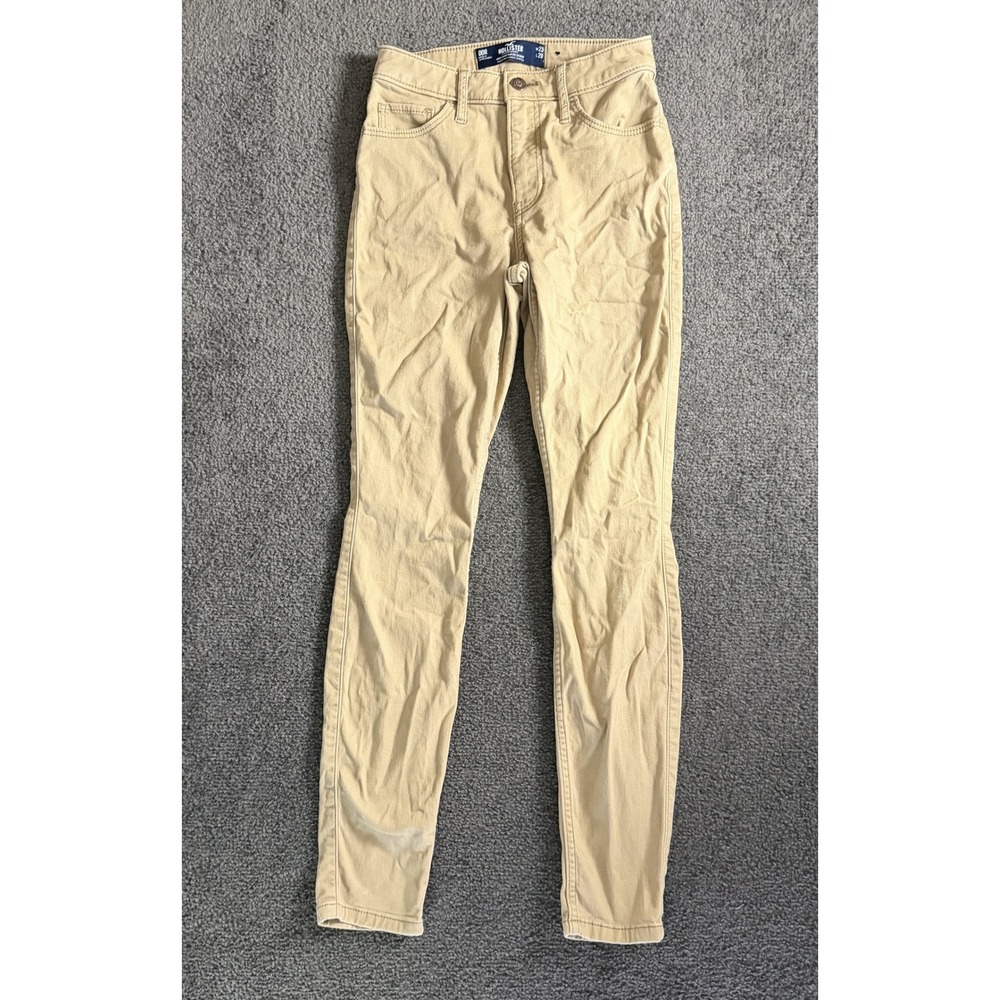 Hollister High-Rise Super Skinny Khaki Pants Tan W23 L29 Size 00R Stretch